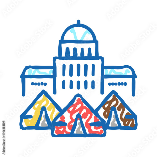 government building refugee campground icon doodle illustration