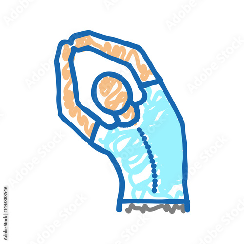 stretching scoliosis icon doodle illustration