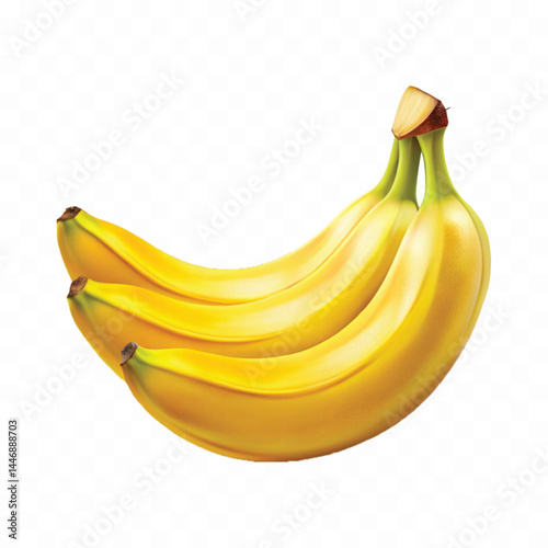 realistic yellow banana fruits isolated on transparent background