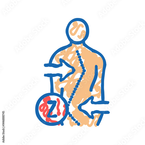 z-shaped scoliosis icon doodle illustration