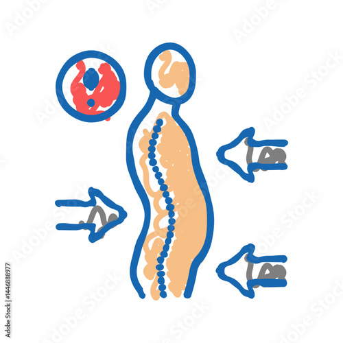 scoliosis disease icon doodle illustration