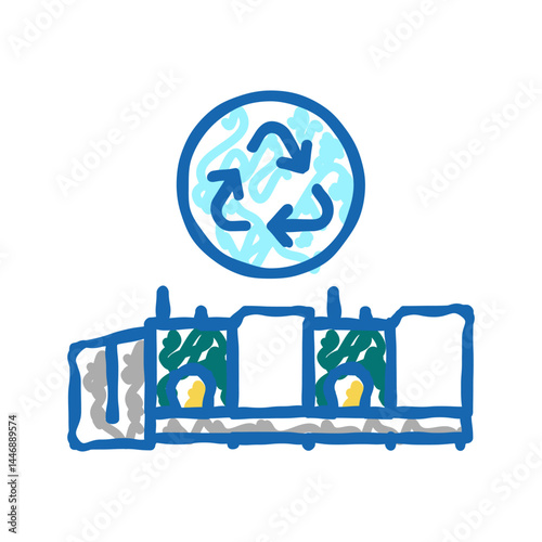 recycling textile machine icon doodle illustration