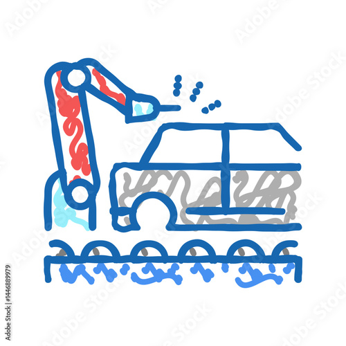 welding car conveyor icon doodle illustration
