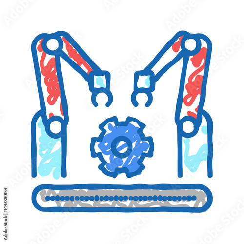 factory conveyor car icon doodle illustration