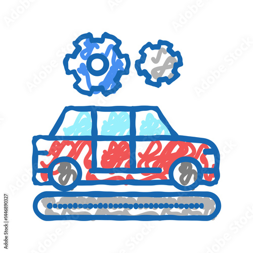 manufacturing car icon doodle illustration