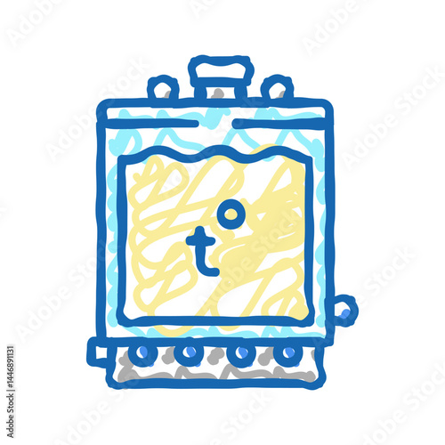 warming tank for preparing cheese icon doodle illustration
