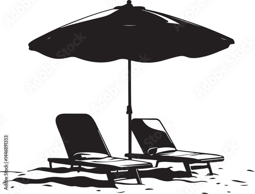 beach chair with umbrella, beach, umbrella, summer, chair, sea, parasol, travel, sun, vacation, sand, isolated, relaxation, vector, holiday, illustration, water, relax, white, resort, leisure, lounge,