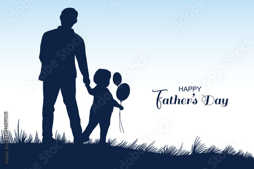 Happy fathers day with a son beautiful card design