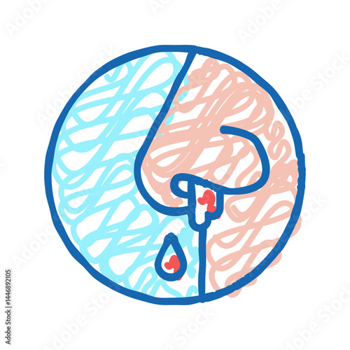 nose bleeding disease icon doodle illustration