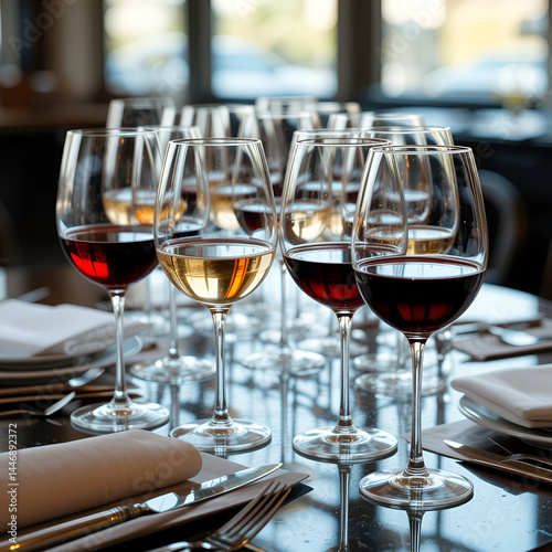 Elegant Wine Tasting Setup with Multiple Glasses