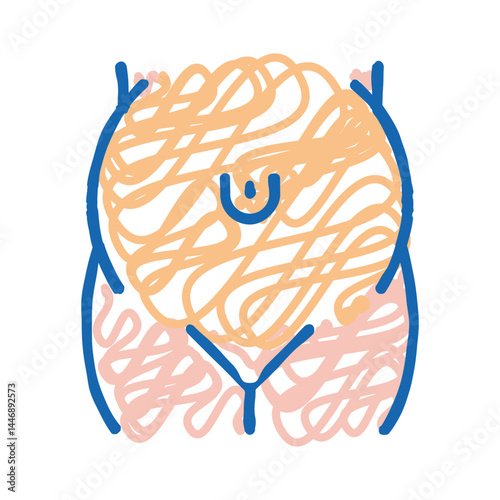 umbilical hernia disease icon doodle illustration