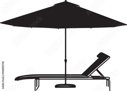 beach chair with umbrella, beach, umbrella, summer, chair, sea, parasol, travel, sun, vacation, sand, isolated, relaxation, vector, holiday, illustration, water, relax, white, resort, leisure, lounge,