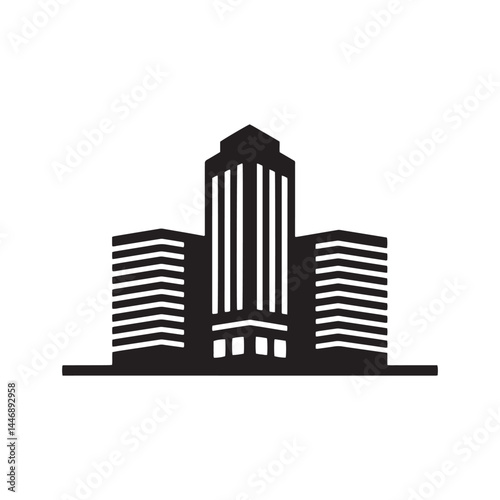 City Skyline Icon, Urban Landscape with Skyscrapers and Buildings