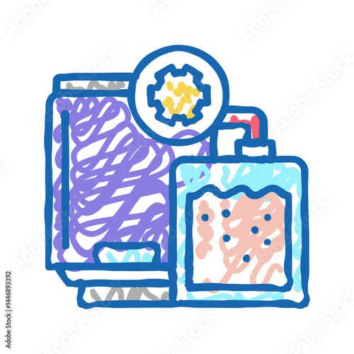 synthesis pharmaceutical production icon doodle illustration