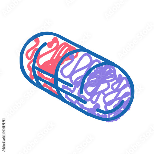 capsule medicament pharmaceutical production icon doodle illustration