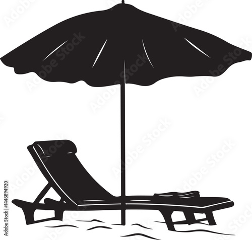 beach chair with umbrella, beach, umbrella, summer, chair, sea, parasol, travel, sun, vacation, sand, isolated, relaxation, vector, holiday, illustration, water, relax, white, resort, leisure, lounge,