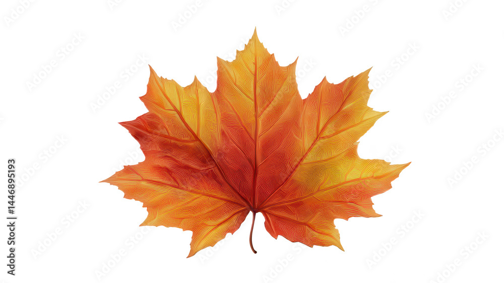 Fototapeta premium Realistic Autumn Branch with Red Leaves Transparent Background