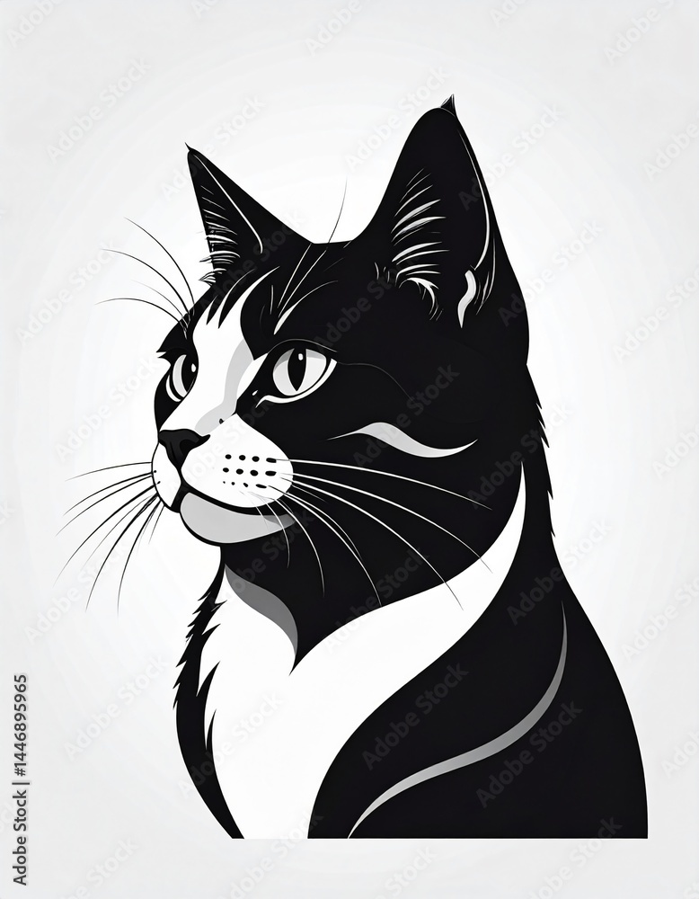 Obraz premium minimalist cat portait for poster