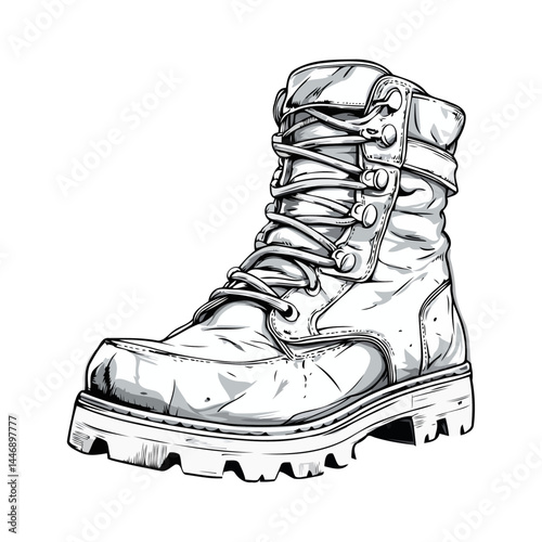 Army Tactical Boot Vector Illustration