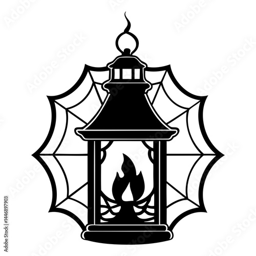 Wallpaper Mural Halloween lantern with spiderweb vector design for spooky season decoration and creepy night illustration isolated on transparent background Torontodigital.ca