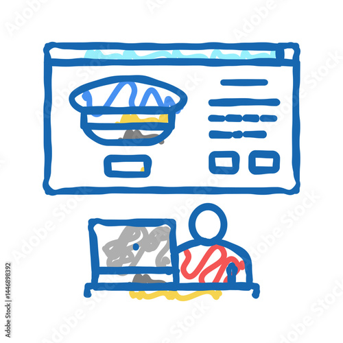 online registration in flight school icon doodle illustration