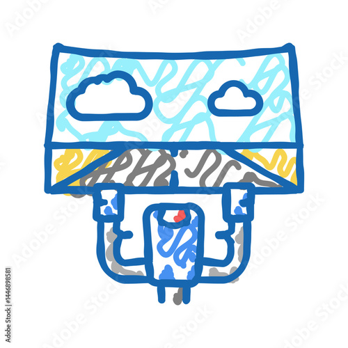 realistic simulator in education machine flight school icon doodle illustration