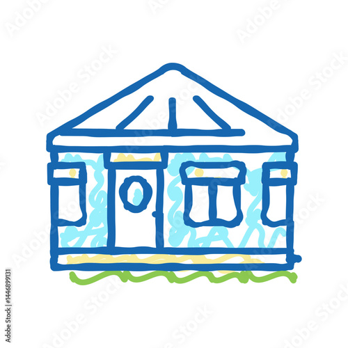 yurt house icon doodle illustration