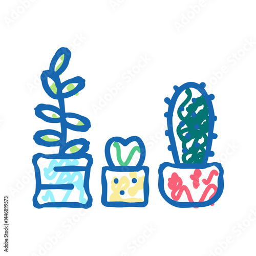 cactus house plant icon doodle illustration
