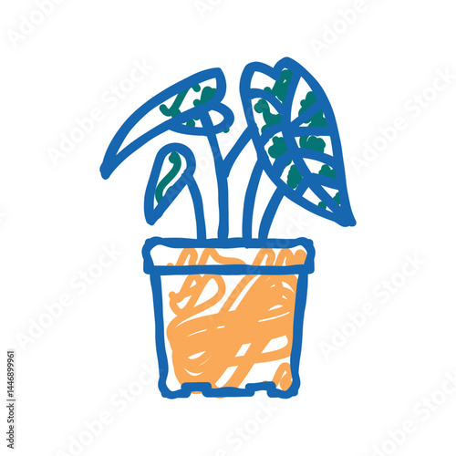 tropical houseplant icon doodle illustration
