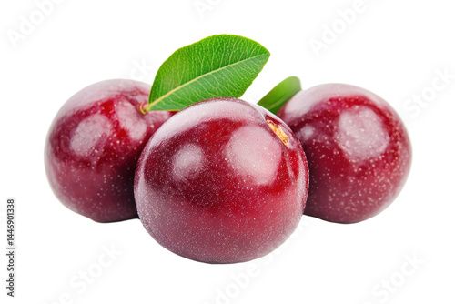 Wallpaper Mural Collection of three deep crimson passion fruits,  displayed against a plain background,  showcasing their rich color and smooth texture. Torontodigital.ca