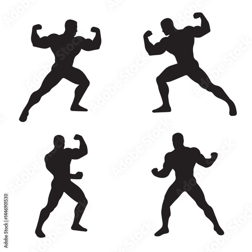 Gym hero muscle figure poses showing strength perfect for gymwear design product packaging fitness coaching artwork

