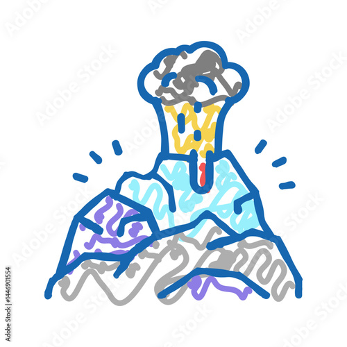 volcano smoke icon doodle illustration