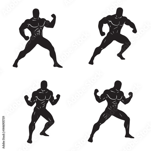 Bodybuilder pose illustration design suitable for fitness merchandise advertising gym strength coaching materials

