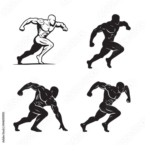 Fitness pose muscle man drawing icons ideal for bodybuilding inspiration content gym wall art gym supplements ads

