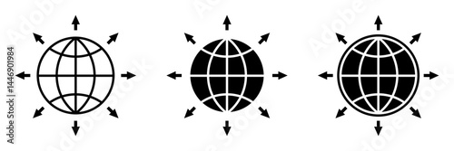 Global Expansion Icon Set. Global Expansion symbol for web design and mobile app. Global Expansion line logo. Vector illustration.