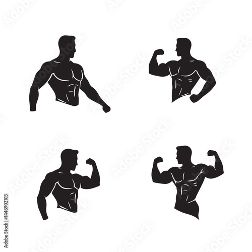 Muscular bodybuilder graphic designs ideal for gym promotions online workout programs strength coaching materials branding

