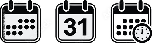 Three calendar icons showing different time representations