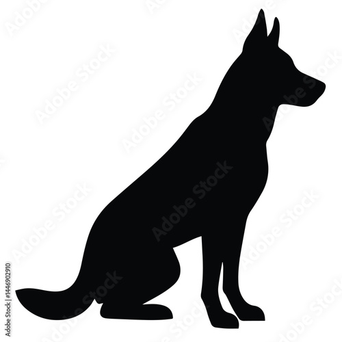 Black Dog Silhouette Vector. Sitting and Standing Canine Clipart Designs.