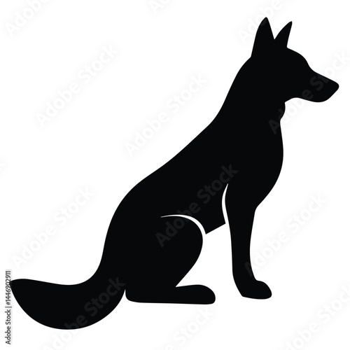 Black Dog Silhouette Vector. Sitting and Standing Canine Clipart Designs.