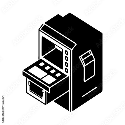 Isometric view of a generic ATM Automated Teller Machine in black