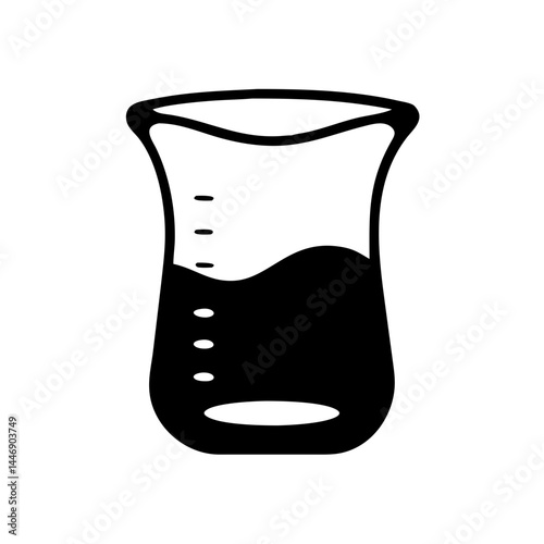 Stylized Illustration of a Scientific Erlenmeyer Flask with Liquid and Measurement Markings