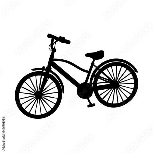 Silhouette of a bicycle with large tires and curved frame design