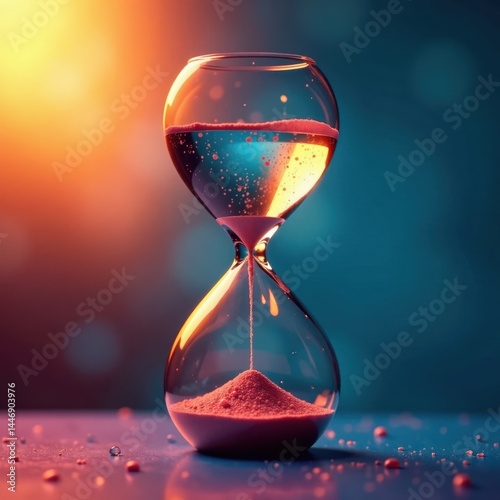 Water droplets falling from the neck of an hourglass , hourglass, drop