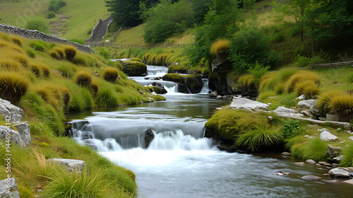 Cotterdale Beck flows over Cotter Force / Cotter Force is a waterfall on Cotterdale Beck, a minor tributary of the River Ure, near the mouth of Cotterdale, a side dale in Wensleydale, North Yorkshire photo