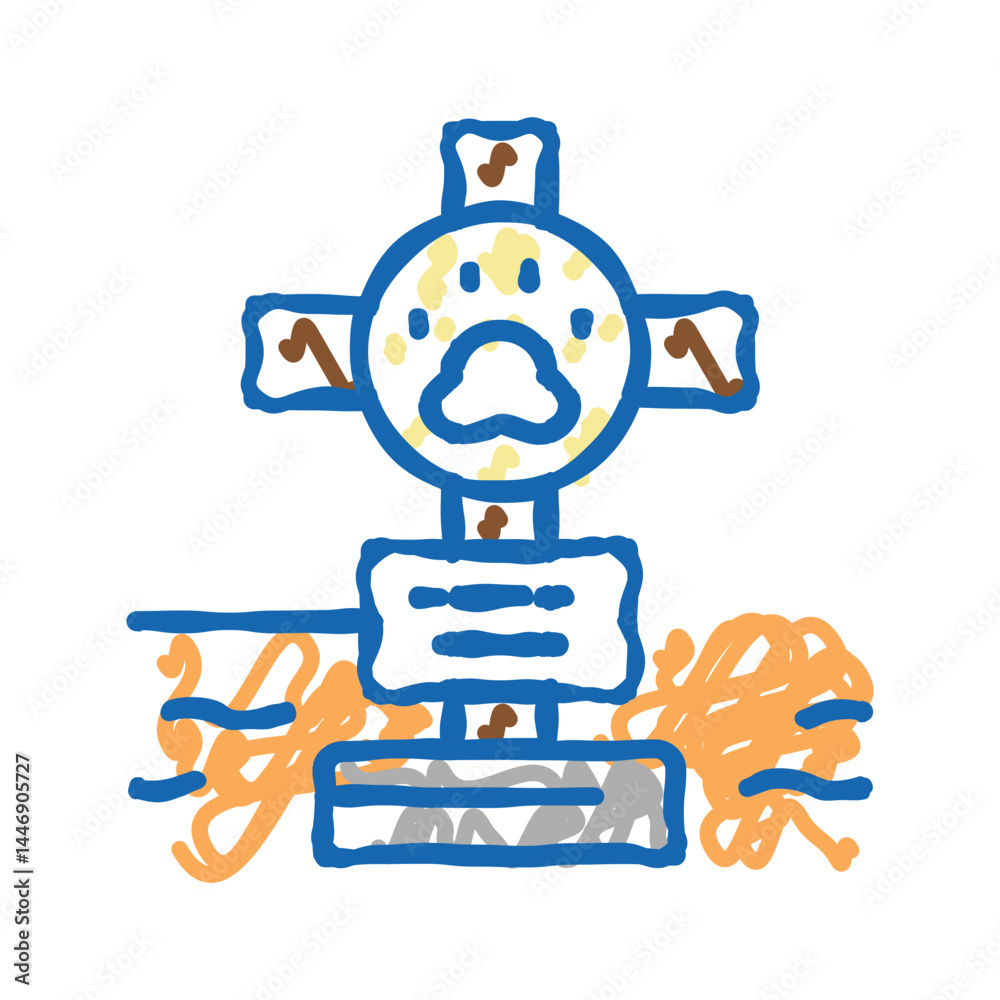 grave pet with cross icon doodle illustration grave pet with cross icon doodle illustration