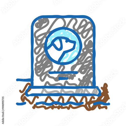 dog dead pet monument icon doodle illustration