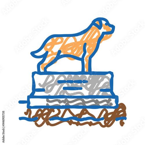 dead dog pedestal icon doodle illustration