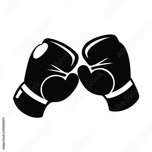 Black boxing gloves graphic, representing fight, competition, and martial arts