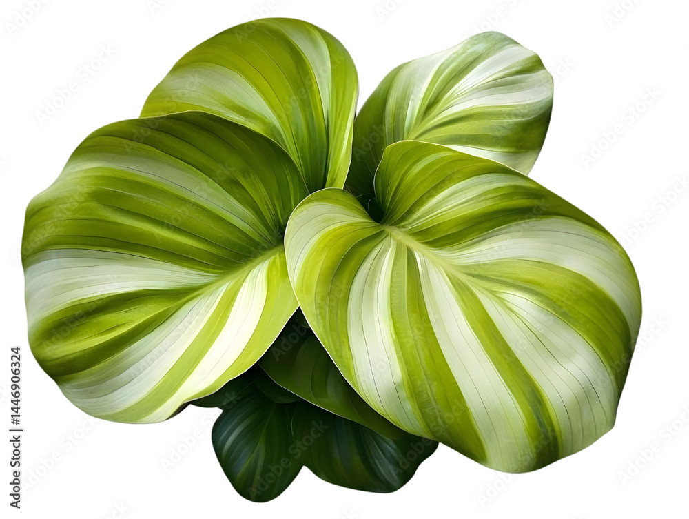 Colorful Striped Plant Leaves Isolated Illustration Background Colorful Striped Plant Leaves Isolated Illustration Background