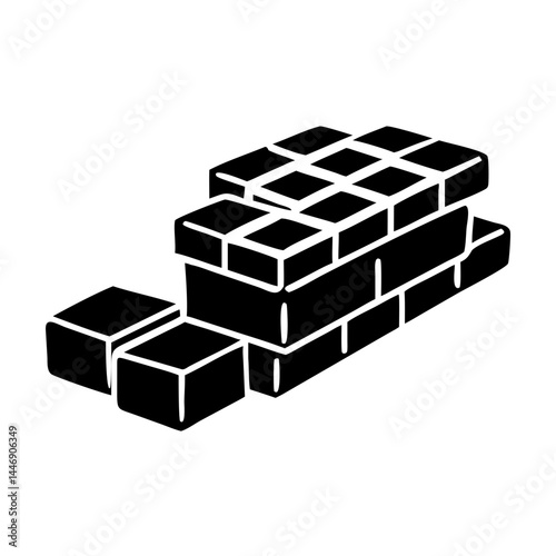 Illustration of a black silhouette of a wall made of building blocks